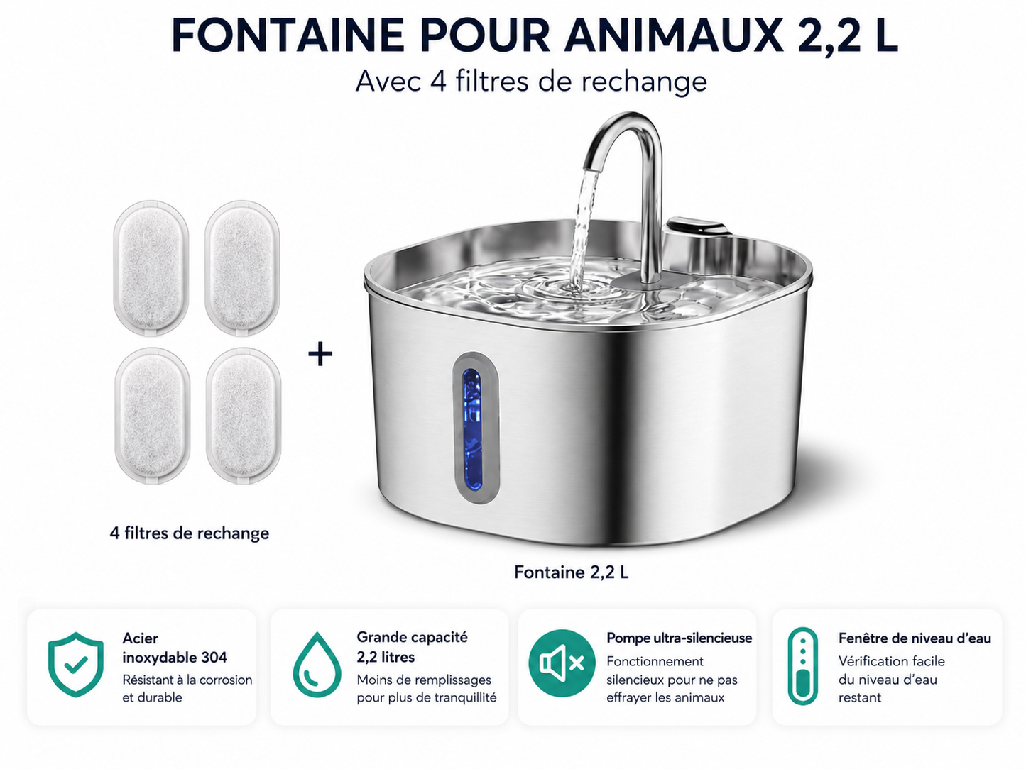 Fontaine à eau en acier