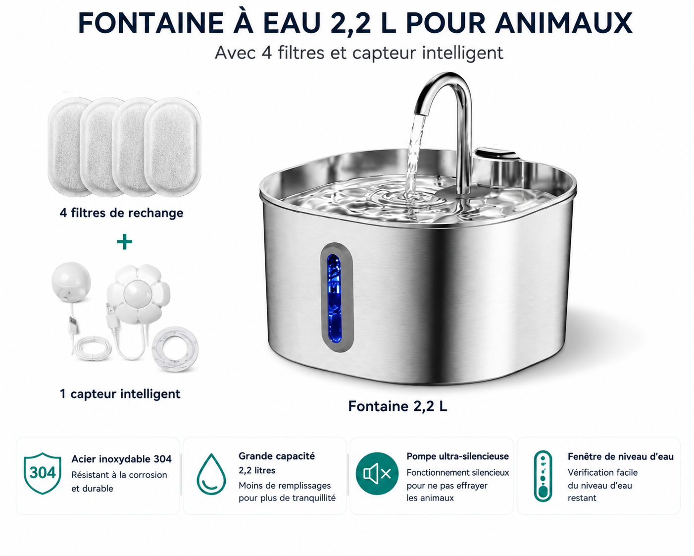 Fontaine à eau en acier